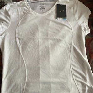 NWT- Women's Nike Running Dri-Fit White Short Sleeve Shirt